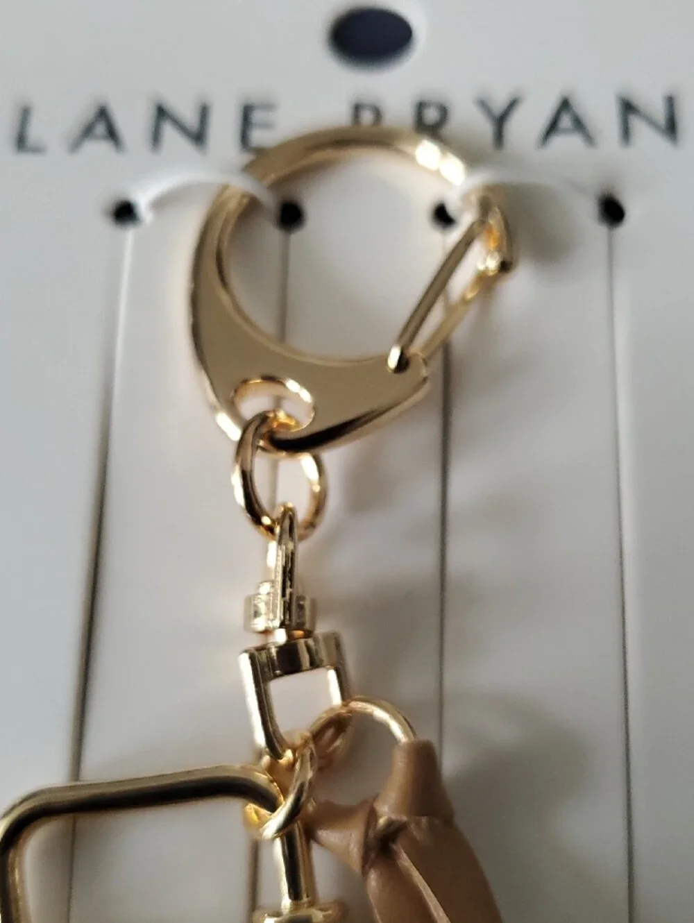 Lane Bryant Beige Tassel Keychain with Gold Purse Charm For Bag